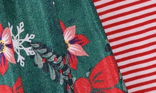 Iris & Ivy Kids' Nutcracker Stripe Long Sleeve Party Dress In Green