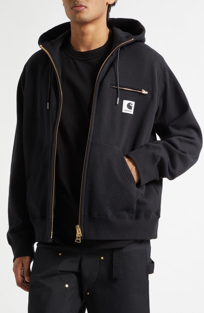 Sacai Carhartt WIP Cotton Jersey Full Zip Hoodie, Alternate, color, 