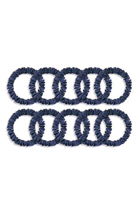 Pure Silk 10-Pack Skinny Scrunchies
