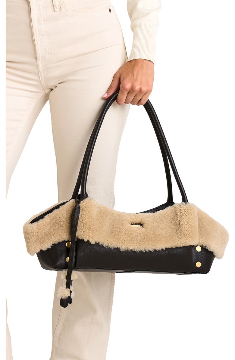 HAMMITT Short Paul Genuine Shearlign & Leather Baguette Bag, Alternate, color, Sundance Shearling/Gold