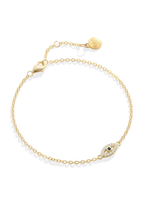 Mint & Lily Dainty Evil Eye Charm Bracelet In Gold