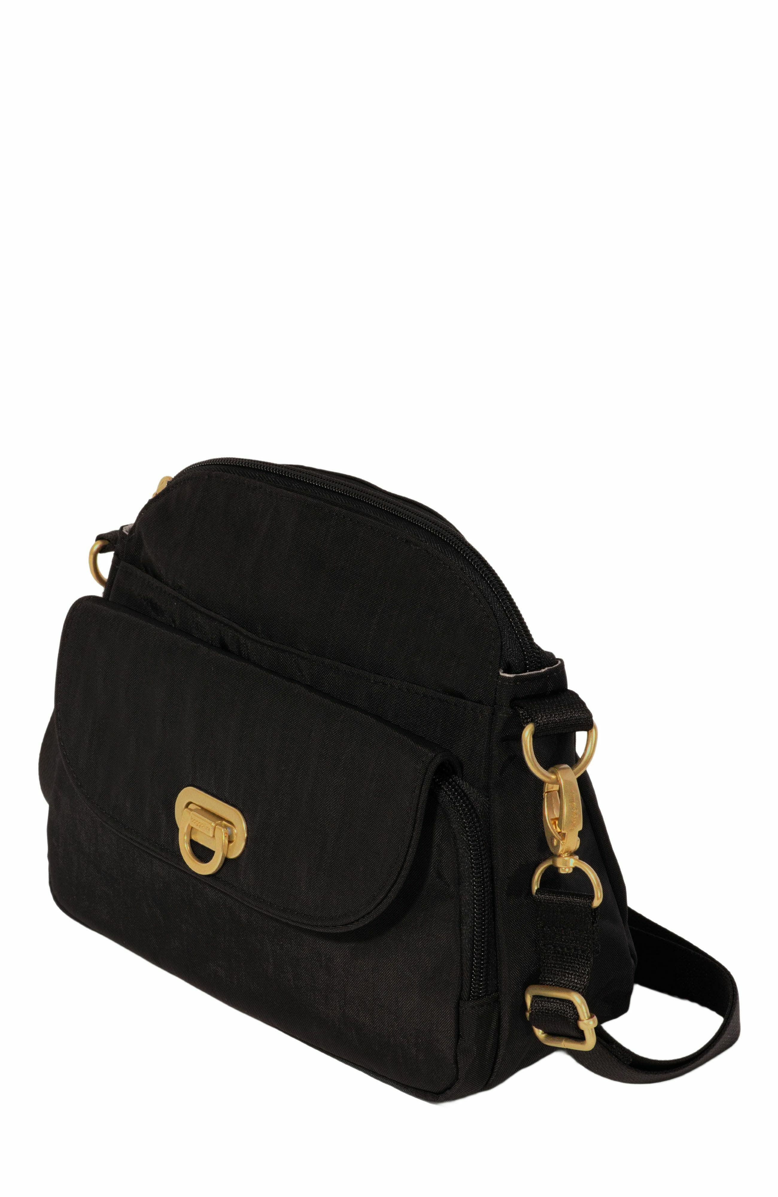 BAGGALLINI Coastal Flip Lock Crossbody Bag, Alternate, color, Black With Gold Hardware