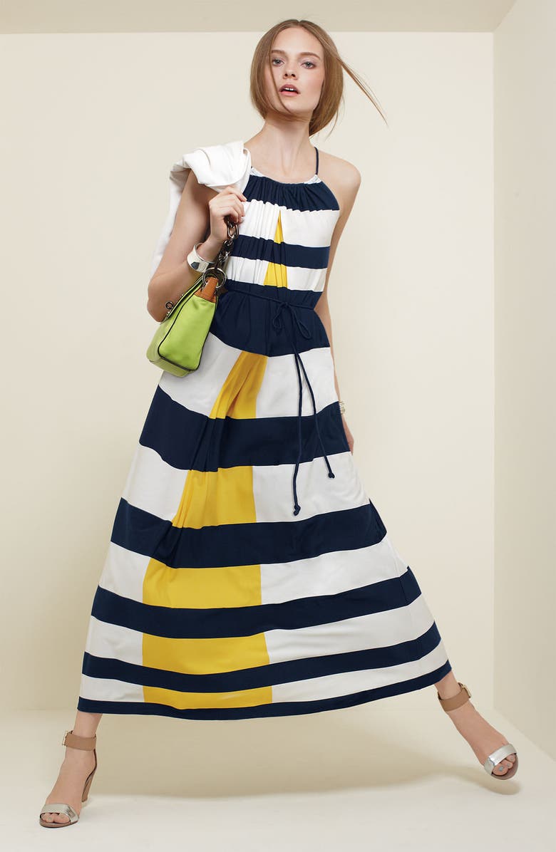 Maggy London Nautical Stripe Maxi Dress, Alternate, color,