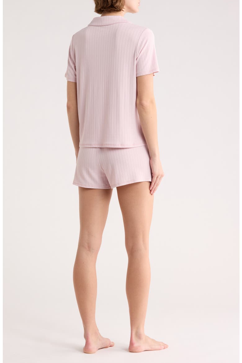 Notched Short Sleeve Top & Shorts Pajamas, Alternate, color, WISTERIA BLOOM