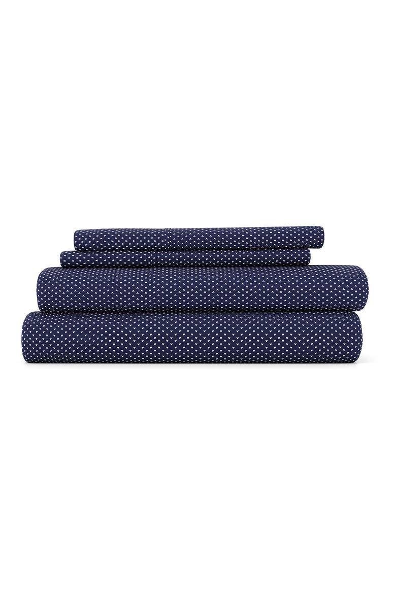 Premium Ultra Soft My Heart Pattern 4-Piece Bed Sheet Set, Main, color, NAVY