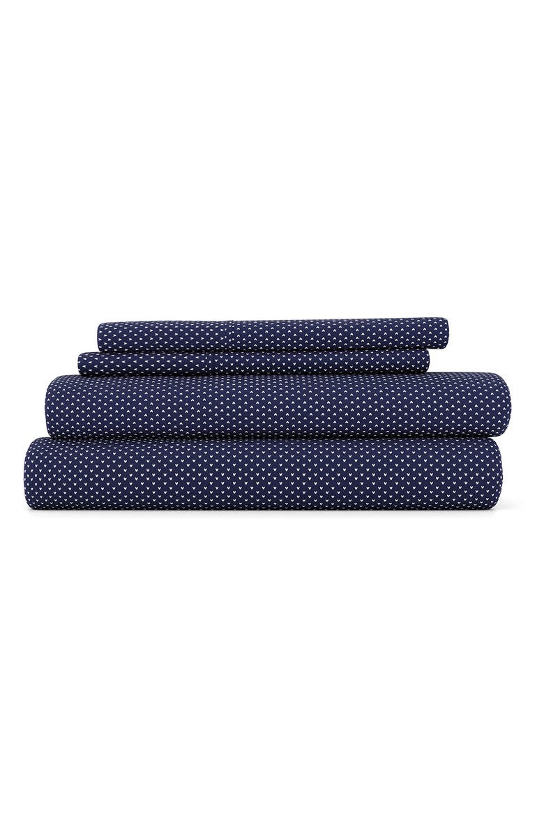 HOMESPUN Premium Ultra Soft My Heart Pattern 4-Piece Bed Sheet Set, Main, color, Navy