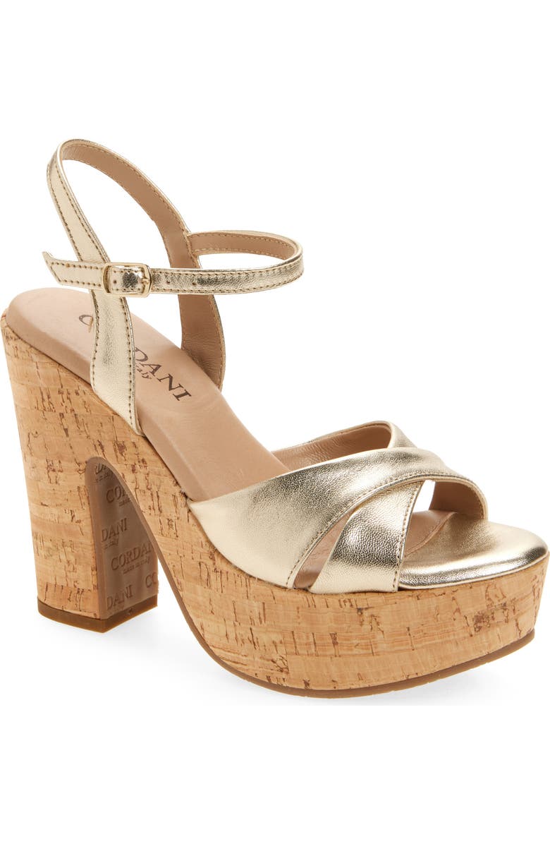 Cordani Rory Ankle Strap Platform Sandal, Main, color, Platino Leather