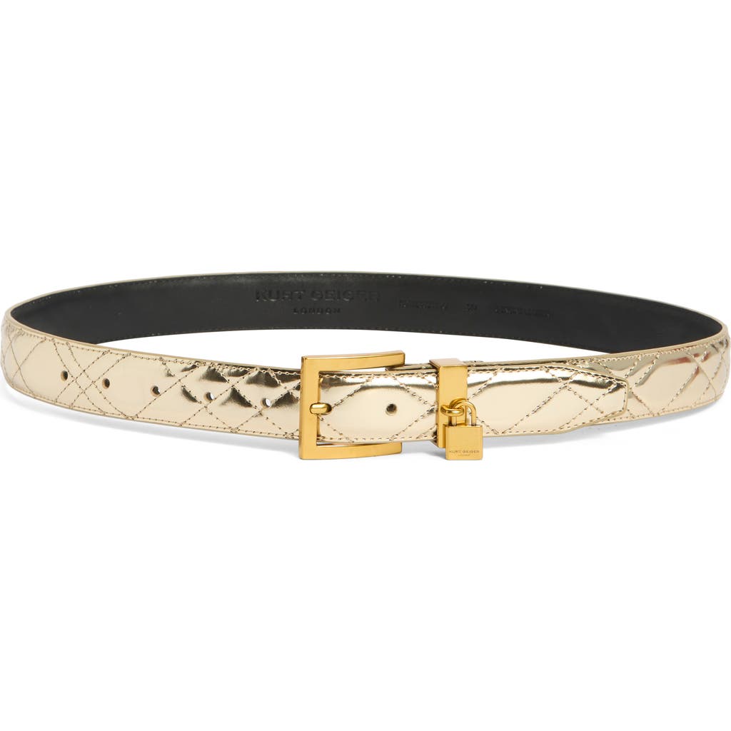 Kurt Geiger London Brixton Metallic Quilted Belt In Gold