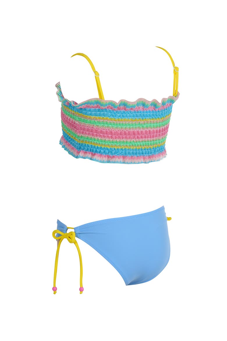 Rainbow Stripe Bandeau Side-Tie Bottoms Two-Piece Bikini, Alternate, color, Multicolor