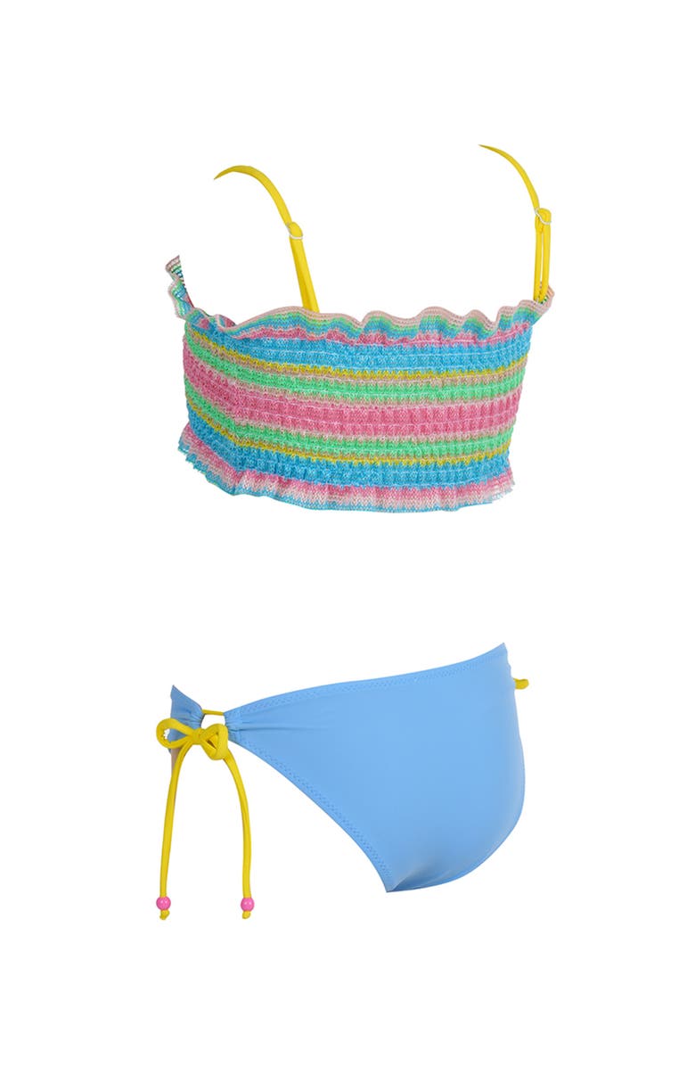 NESSI BYRD Rainbow Stripe Bandeau Side-Tie Bottoms Two-Piece Bikini, Alternate, color, Multicolor