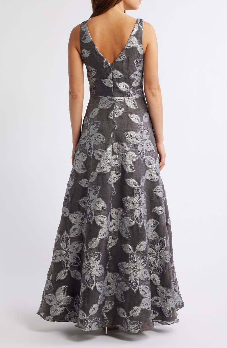 Eliza J V-Neck Sleeveless Jacquard Ballgown, Alternate, color,