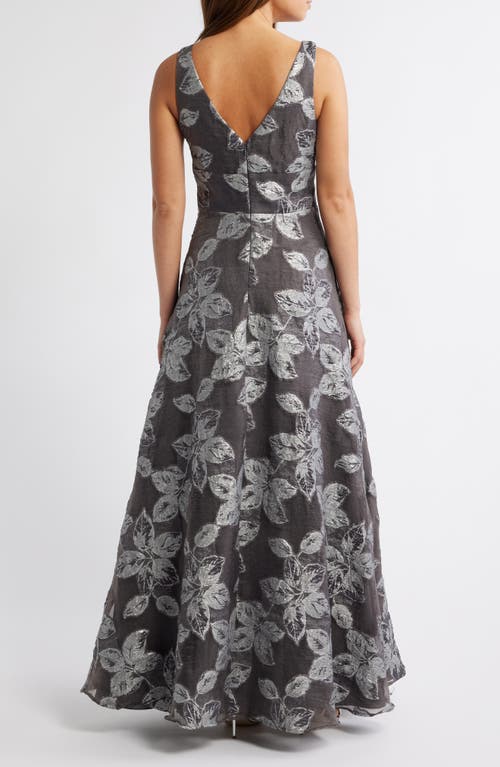 Shop Eliza J V-neck Sleeveless Jacquard Ballgown In Silver