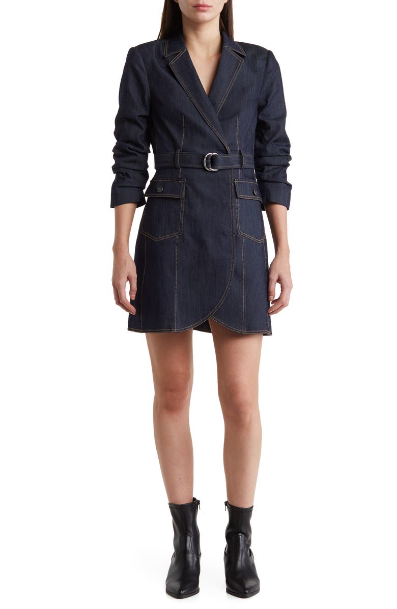 Cinq à Sept Jenessa Belted Denim Blazer Dress, Main, color, Indigo