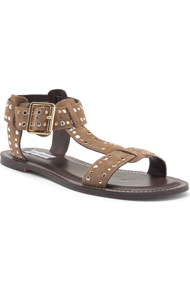Steve Madden Brazinn Ankle Strap Sandal, Main, color, Taupe Suede
