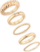 NORDSTROM RACK 5-Pack Smooth and Textured Rings