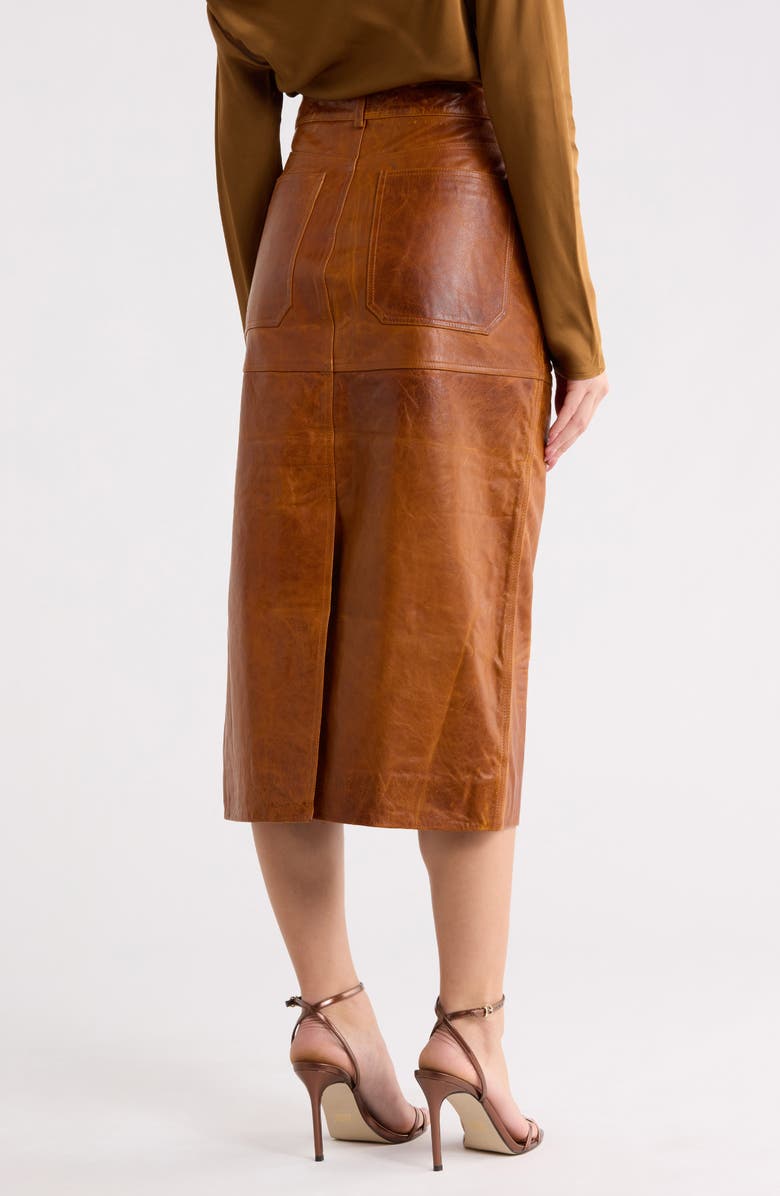 A.L.C. Mabel Leather Skirt, Alternate, color, Whiskey