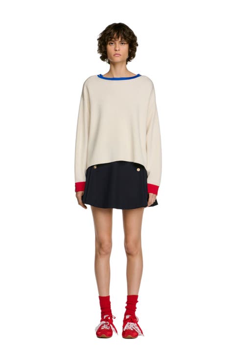 Contrast Round-neck Wool Sweater