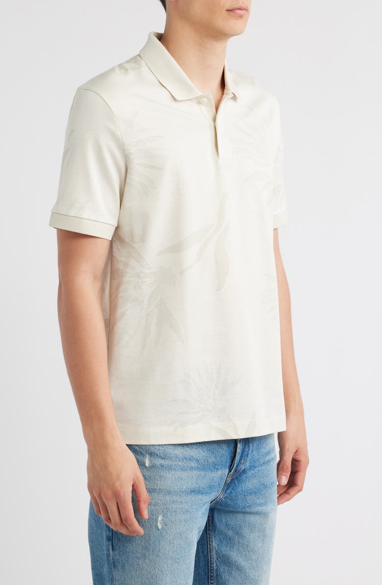 BOSS Parris Floral Jacquard Polo, Alternate, color, Open White