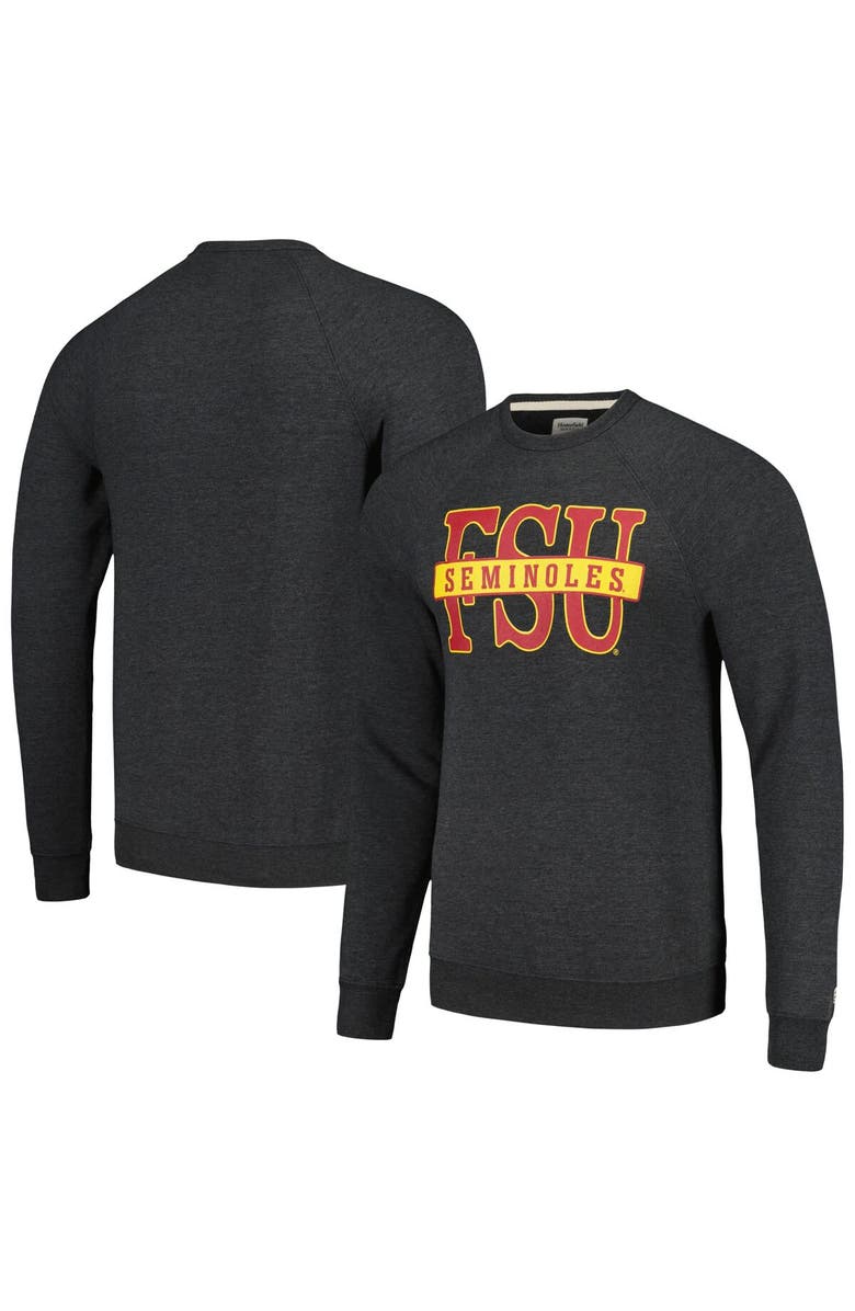 HOMEFIELD Men's Homefield Heather Charcoal Florida State Seminoles Tri-Blend Crewneck Pullover Sweatshirt, Main, color, 