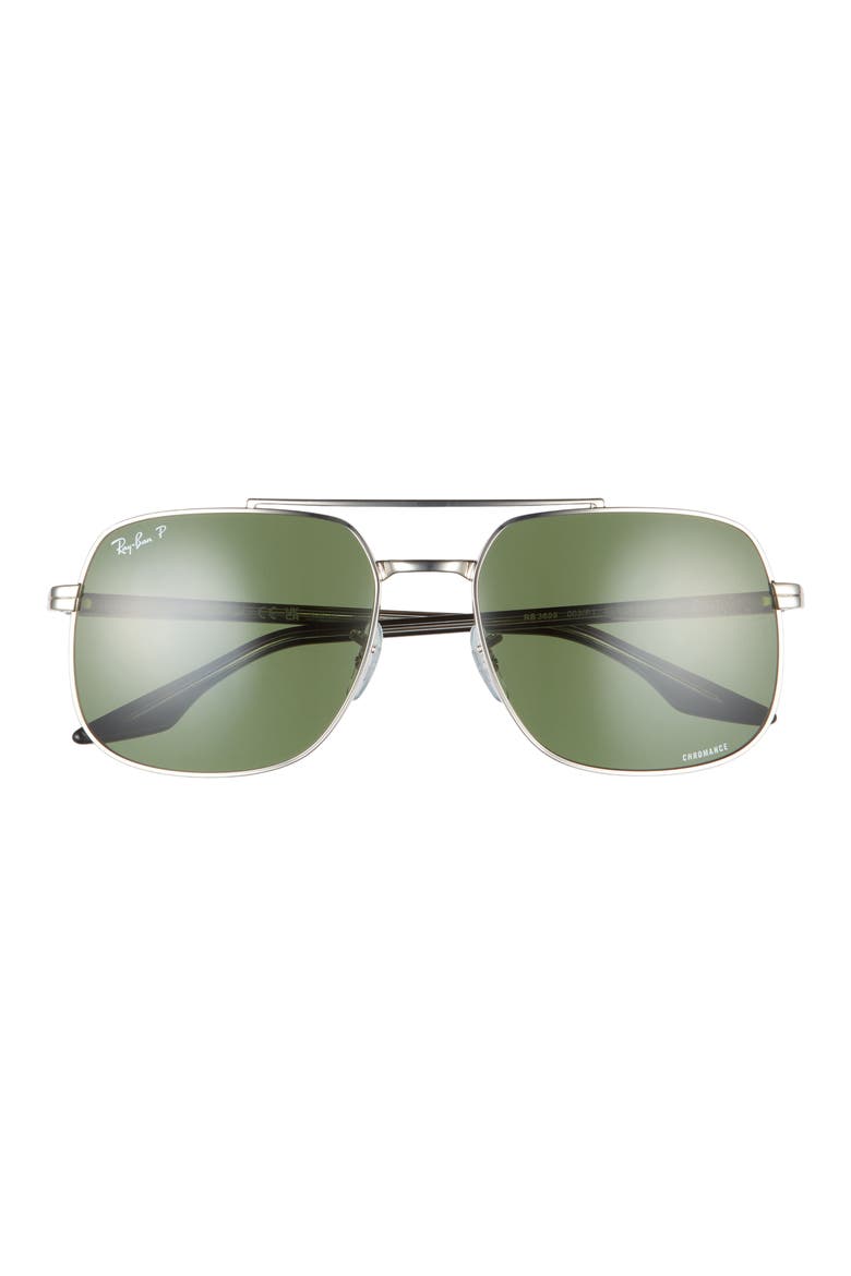 59mm Polarized Aviator Sunglasses, Main, color, SILVER