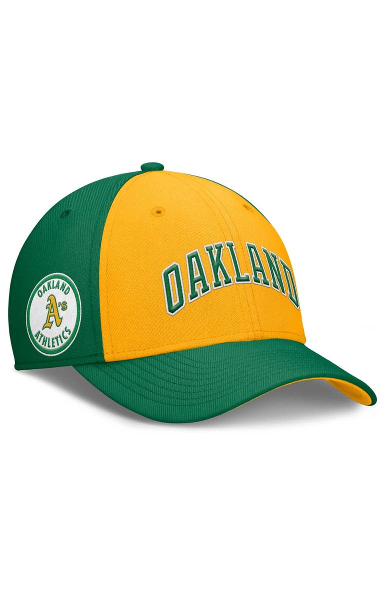 Nike Men's Nike Green/Gold Oakland Athletics Rise Swoosh Performance Flex Hat, Alternate, color, Green