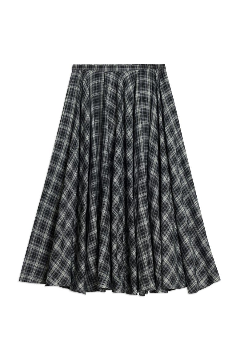 Plaid Check Full Skirt, Alternate, color, Grey