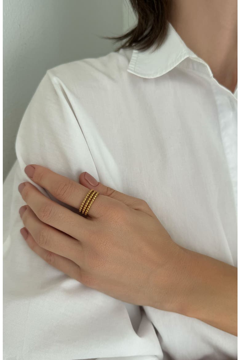Set of 3 Beaded Stacking Rings, Alternate, color, GOLD