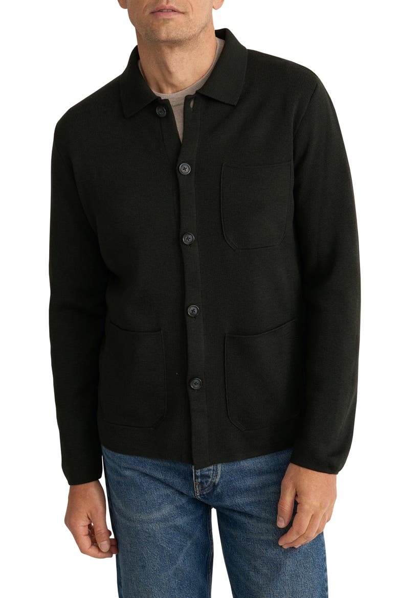 Merino Wool Milano Knit Overshirt, Main, color, DARK GREEN