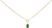 Haus of Brilliance 10K Yellow Gold Emerald Cut 6x4 MM Green Emerald Solitaire Pendant Necklace
