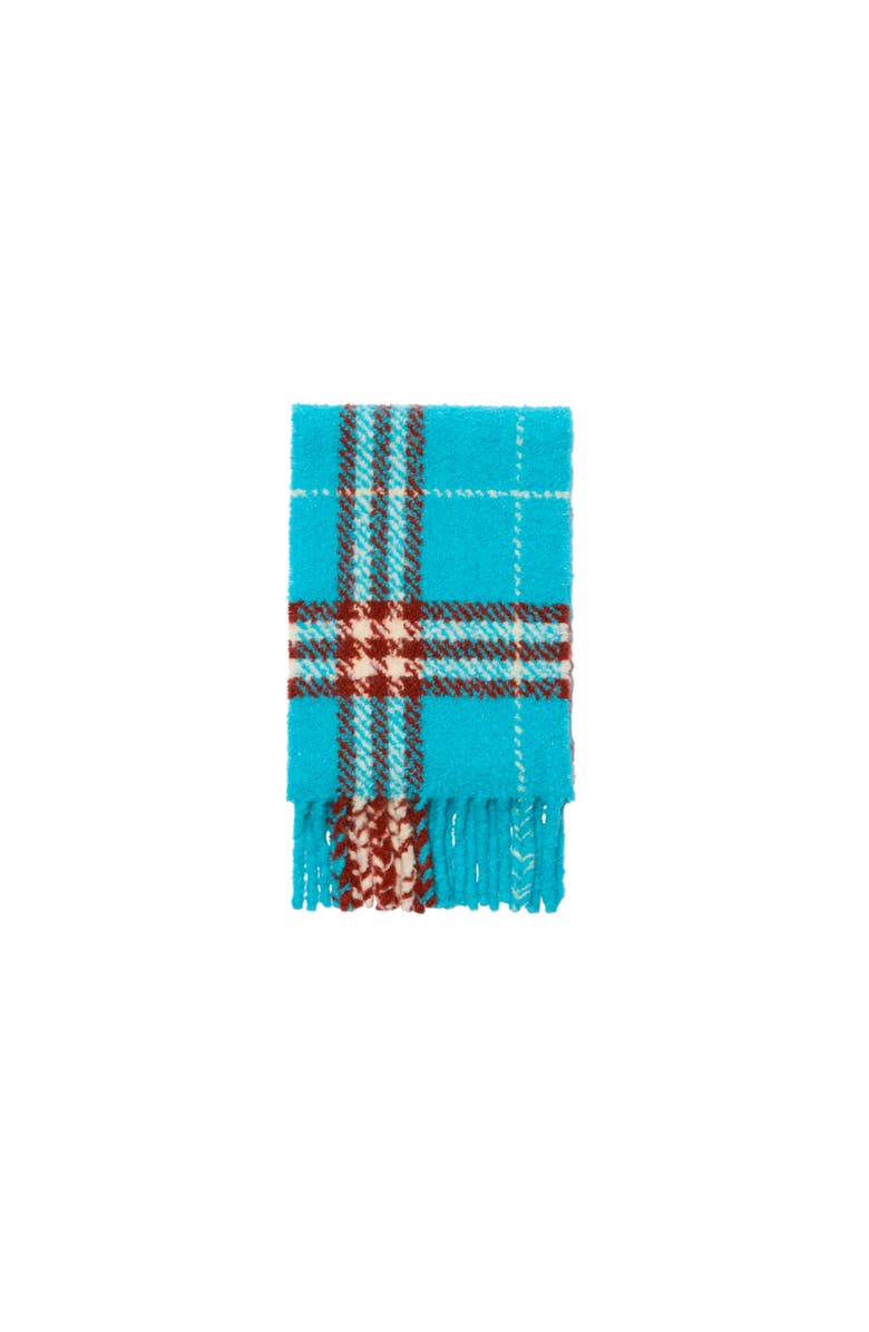 Burberry Check Alpaca Wool Blend Bouclé Scarf, Alternate, color, Atom Blue