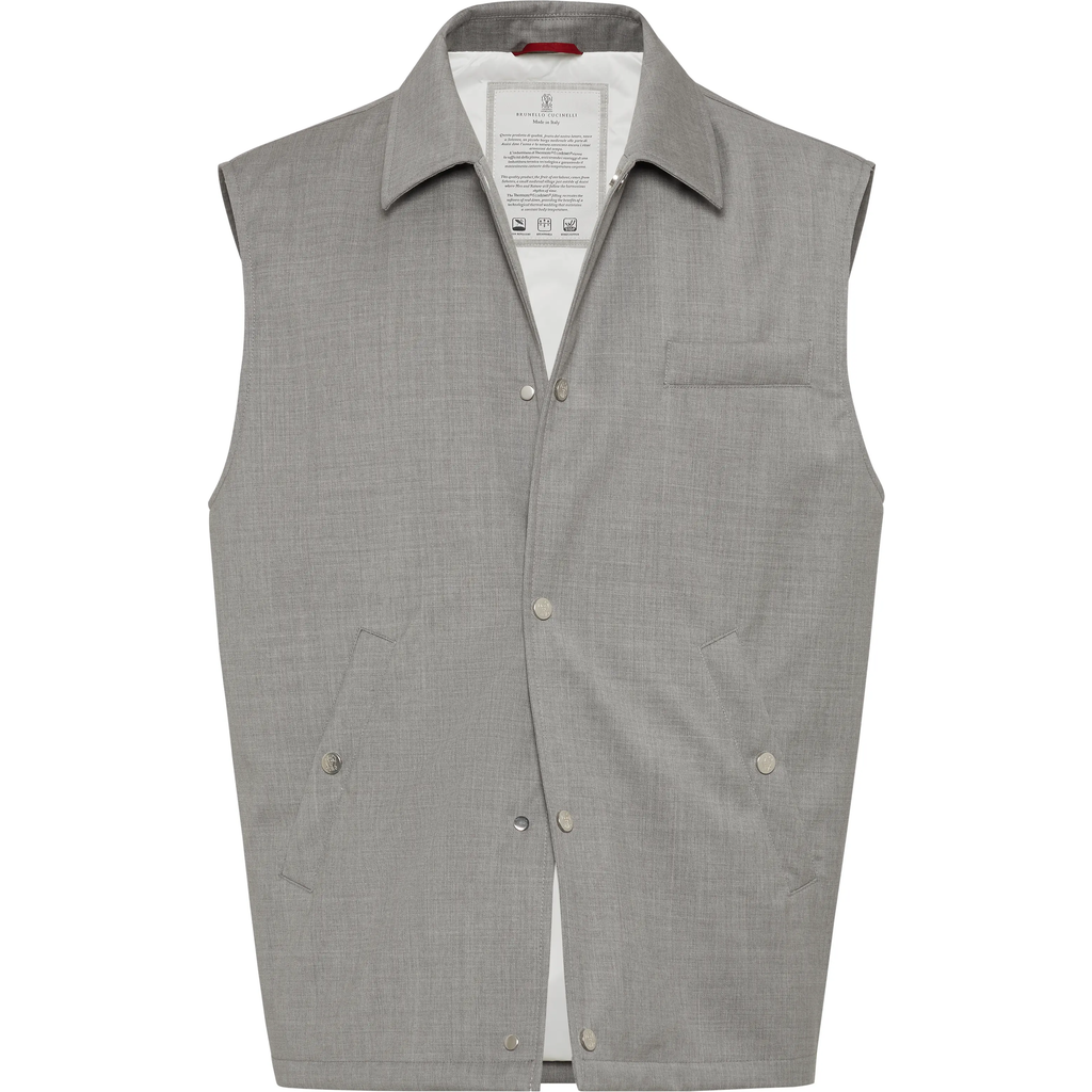 Brunello Cucinelli Vest With Thermore® Padding In Light Grey