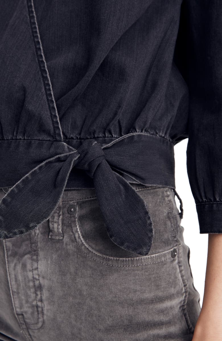 Madewell Denim Wrap Top, Alternate, color, 