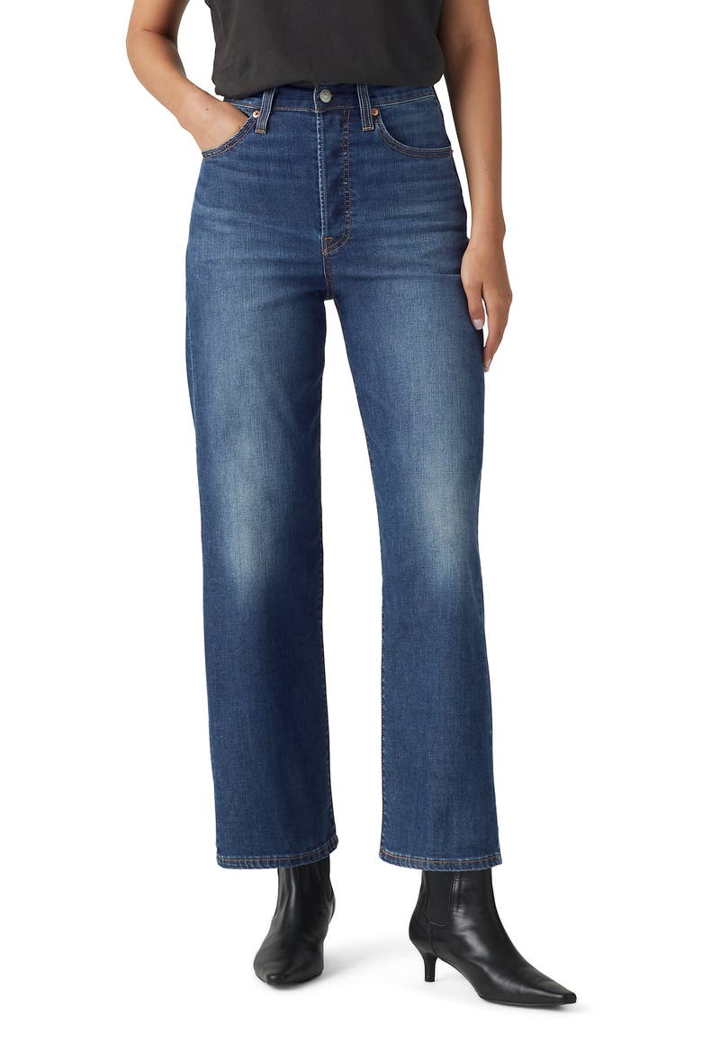 Ribcage High Waist Ankle Straight Leg Jeans, Main, color, COOL AGENDA