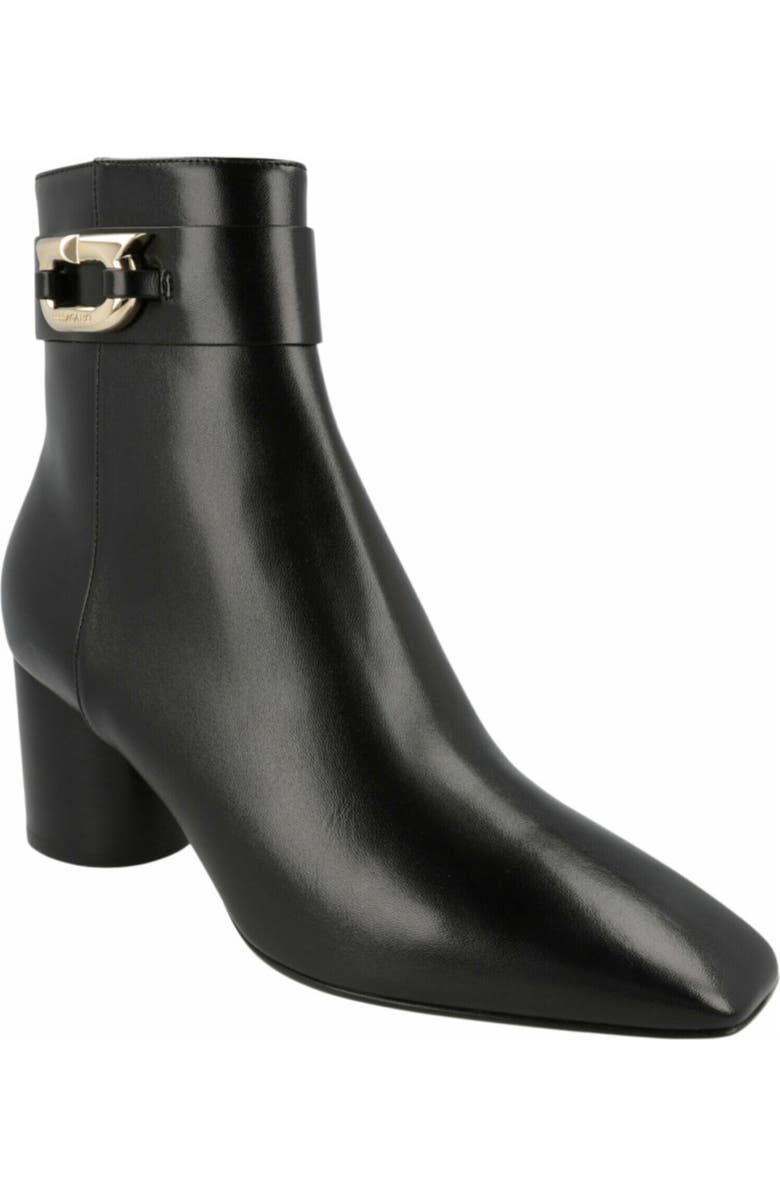 FERRAGAMO Placida Leather Bootie, Main, color, Black