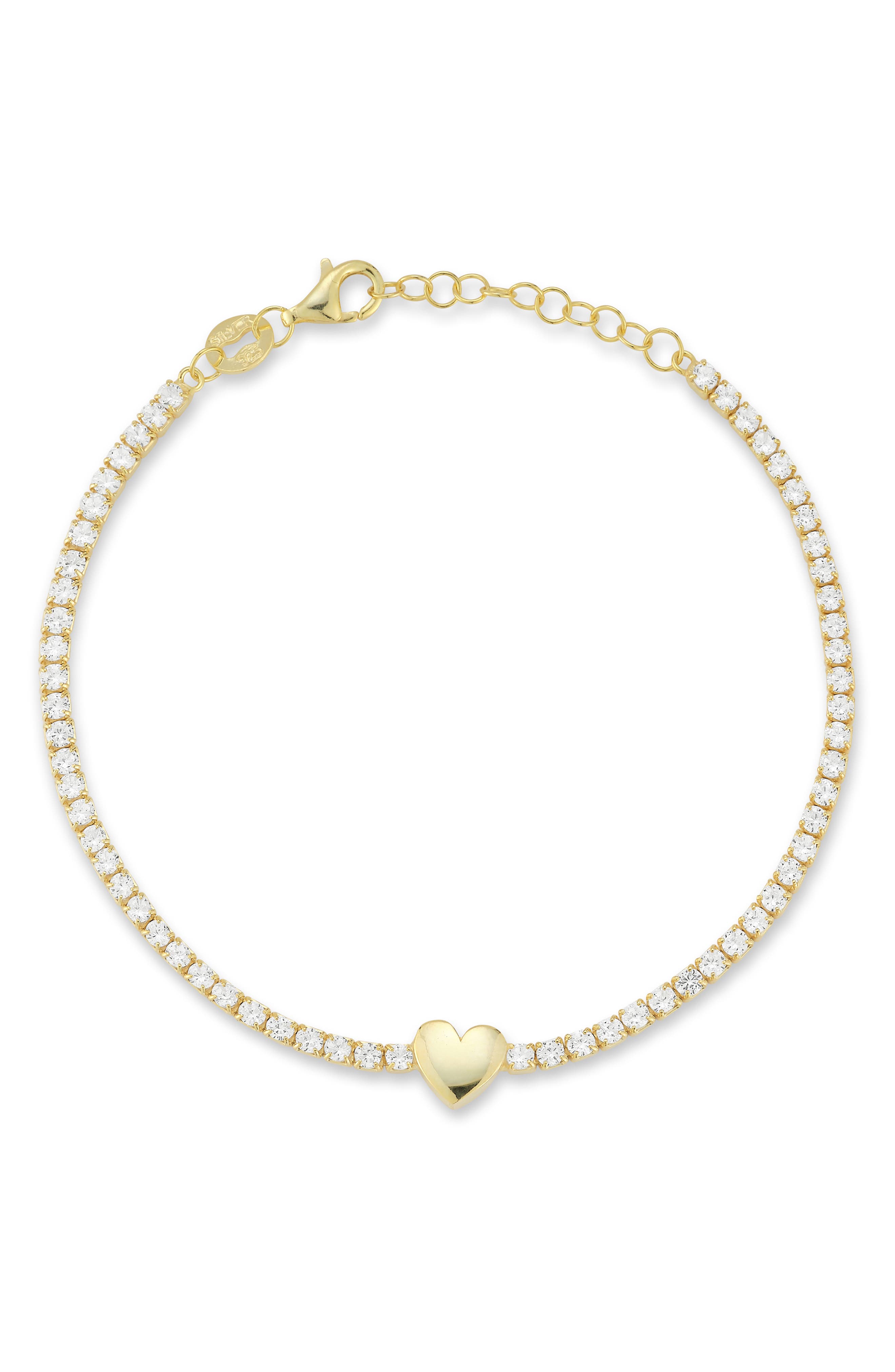 GLAZE JEWELRY Cubic Zirconia Heart Tennis Bracelet