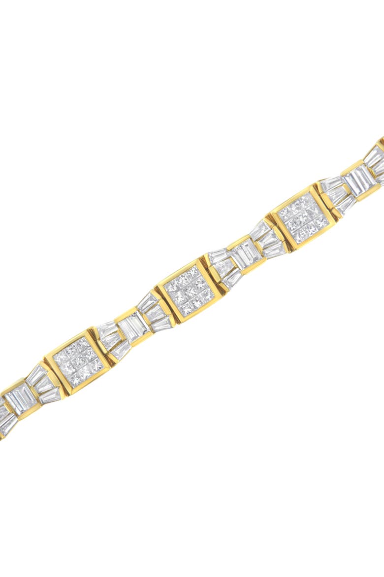 14K Yellow Gold 9.0 Cttw Diamond Alternating Bow and Box Link Bracelet, Alternate, color, Yellow Gold