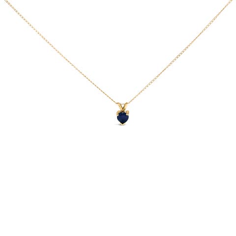 14K Gold 5X5 MM Heart Shaped Gemstone Solitaire Pendant Necklace