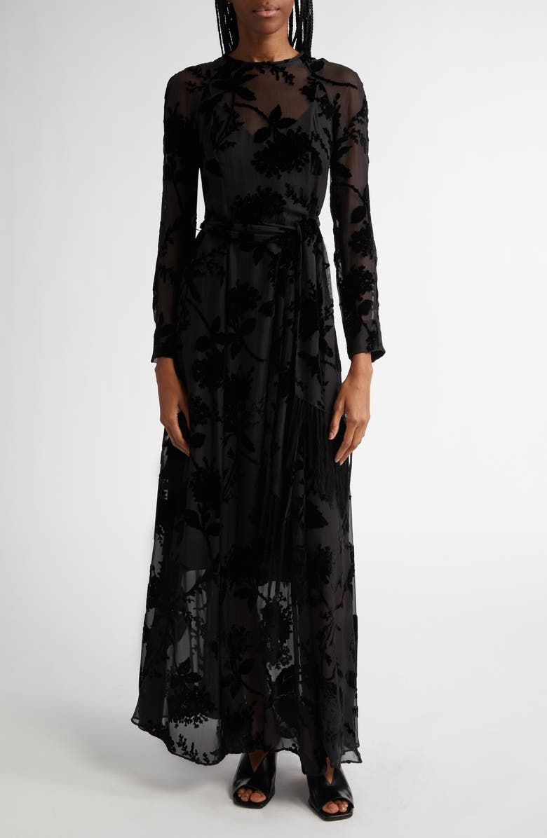 Zimmermann Floral Burnout Long Sleeve Dress, Main, color, 