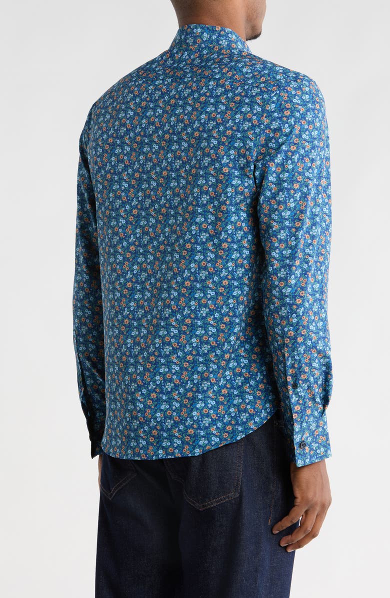 CONSTRUCT Slim Fit Floral Print 4-Way Stretch Button-Up Shirt, Alternate, color, Navy