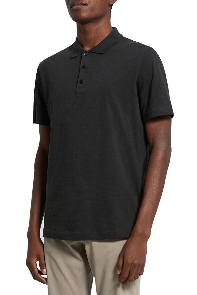 Bron in Cosmos Slub Cotton Polo Shirt, Alternate, color, BLACK - 001