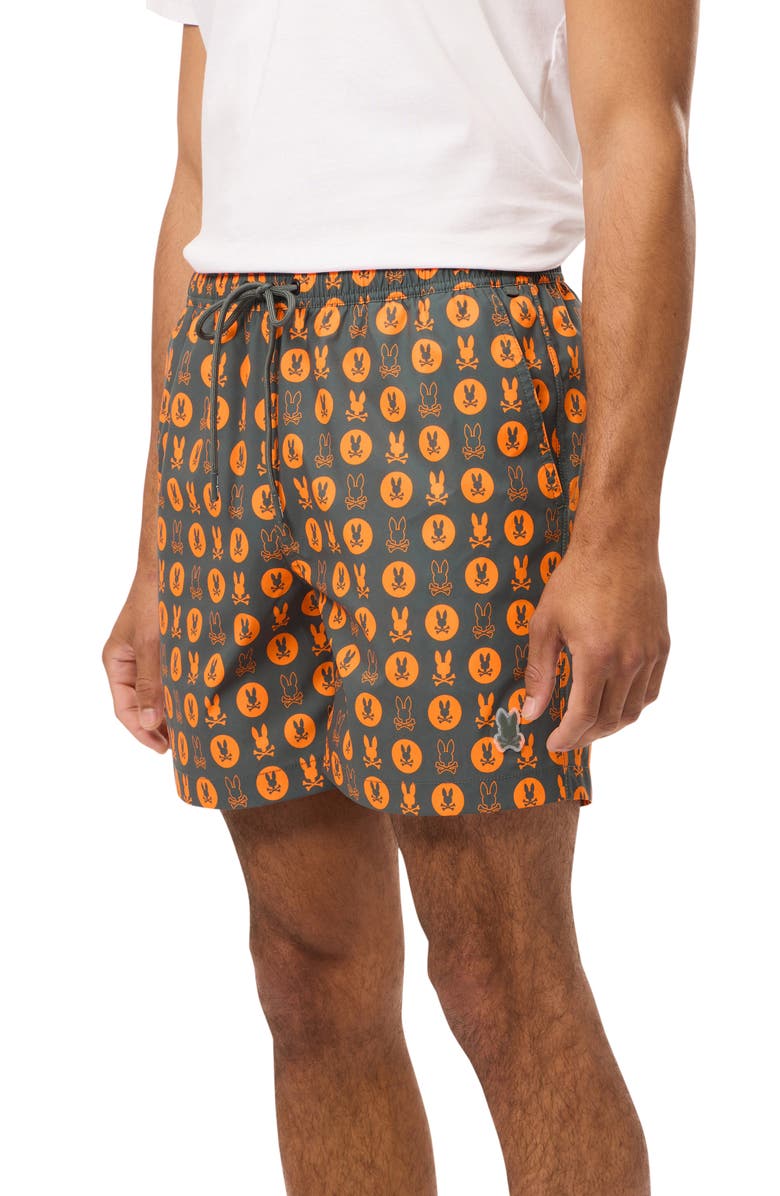 Psycho Bunny Arnold Print Swim Trunks, Alternate, color, Urban Chic