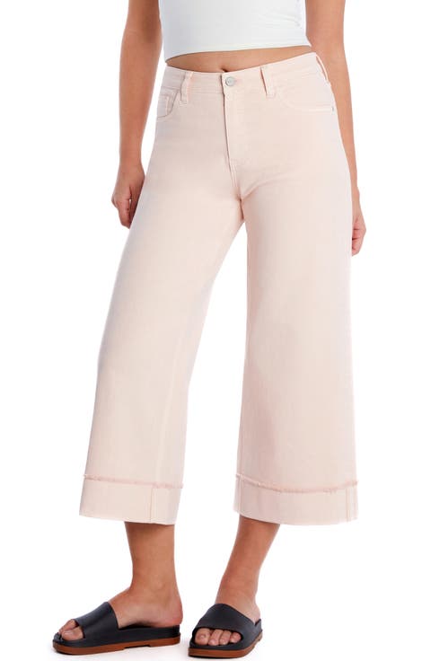 Cuffed Ankle Wide Leg Jeans