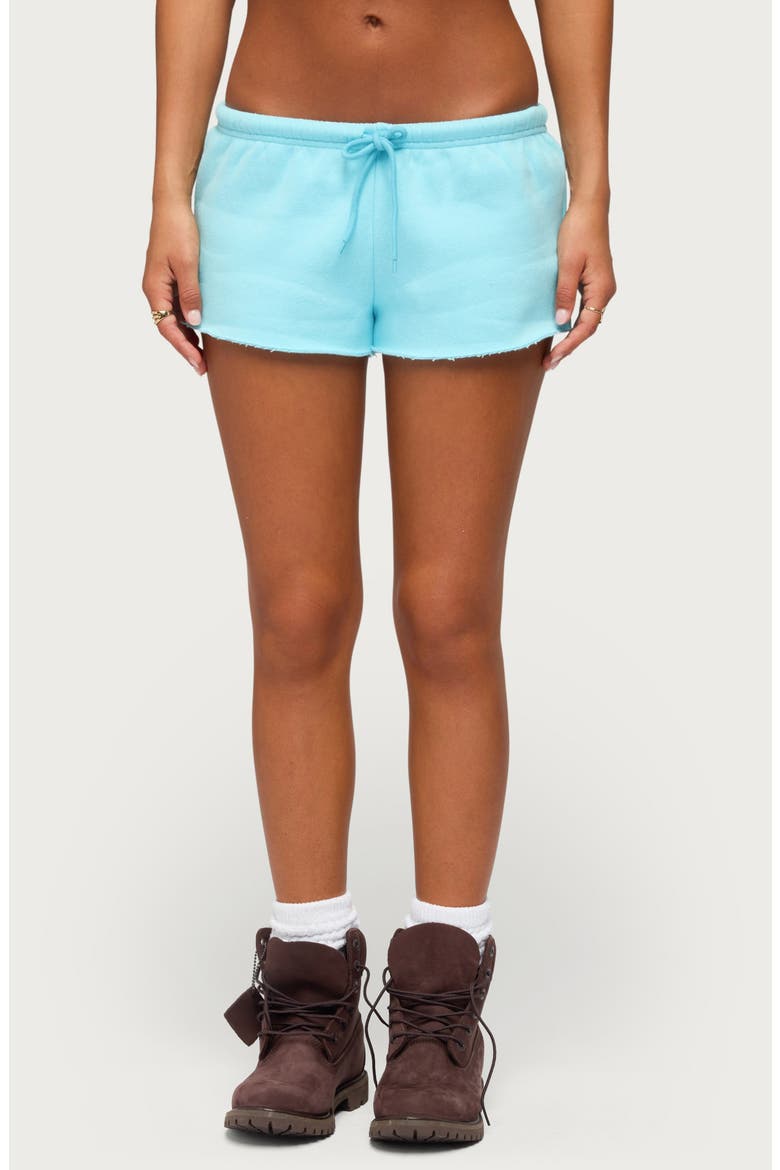 Cutie Cutoff Drawstring Shorts, Main, color, TURQUOISE