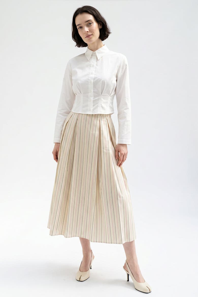 Gace Pleated Pocket Midi Skirt, Alternate, color, Beige