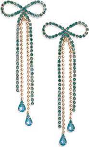 Open Edit Stone Crystal Bow Drop Earrings