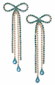 Stone Crystal Bow Drop Earrings