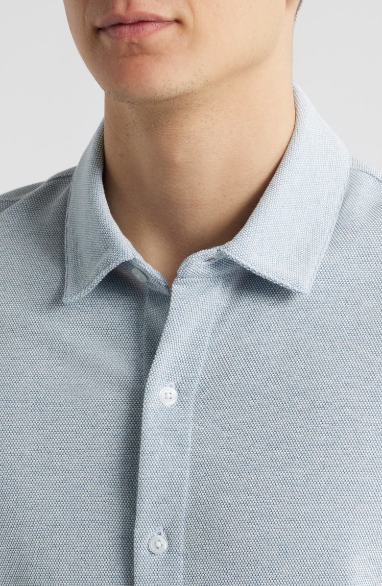 Vince Oxford Knit Button-Up Shirt, Alternate, color, Dark Glacier/ Natural