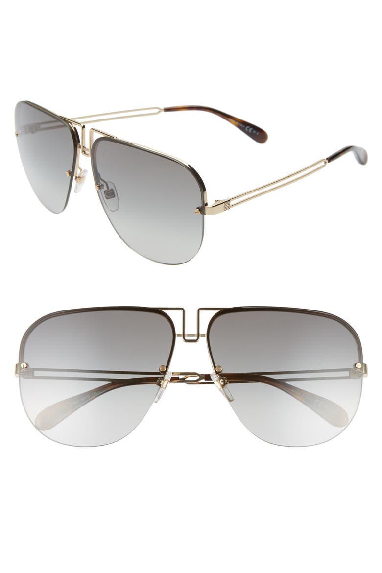 64mm Oversize Aviator Sunglasses, Main, color, GOLD/ GREY