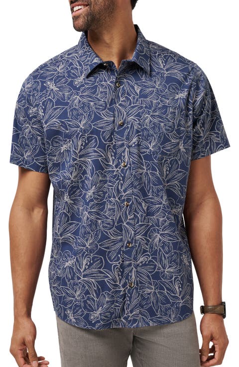 Sunset Sippin Floral Short Sleeve Button-Up Shirt