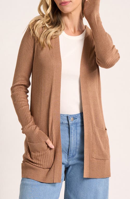 Matty M . Colfax Longline Open Front Cardigan In Brown